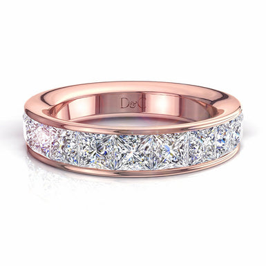 Mezza fede 11 diamanti principessa 1.60 carati Ariele I / SI / Oro rosa 18 carati