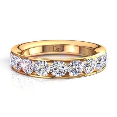 Half wedding band 11 round diamonds 1.30 carat Ashley I / SI / 18k Yellow Gold