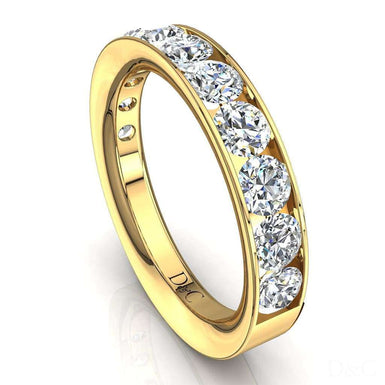 Mezza fede nuziale 11 diamanti tondi 1.30 carati Ashley I / SI / Oro giallo 18 carati