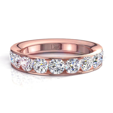 Mezza fede nuziale 11 diamanti tondi 1.30 carati Ashley I / SI / 18 carati oro rosa