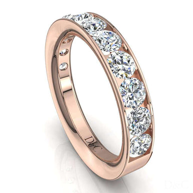 Mezza fede nuziale 11 diamanti tondi 1.30 carati Ashley I / SI / 18 carati oro rosa