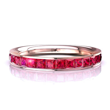 Mezza fede 11 rubini principessa 1.60 carati Ariele A / SI / Oro rosa 18 carati