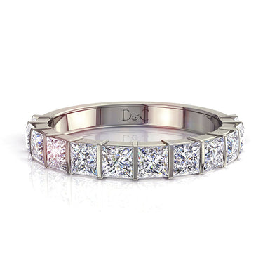 Mezza fede 12 diamanti principessa 1.30 carati Ariane I / SI / Platinum