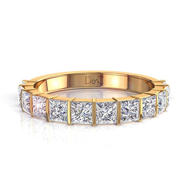 Demi-alliance 12 diamants princesses 1.30 carat Ariane I / SI / Or Jaune 18 carats