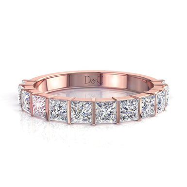 Mezza fede nuziale 12 diamanti principessa 1.30 carati Ariane I / SI / Oro rosa 18 carati