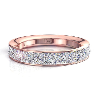 Mezza fede 13 diamanti principessa 1.30 carati Ariele I / SI / Oro rosa 18 carati