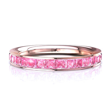 Mezza fede 13 zaffiri rosa principessa 1.30 carati Ariele A / SI / Oro rosa 18 carati