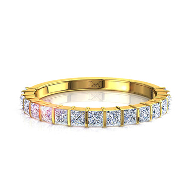 Demi-alliance 15 diamants princesses 1.00 carat Ariane I / SI / Or Jaune 18 carats