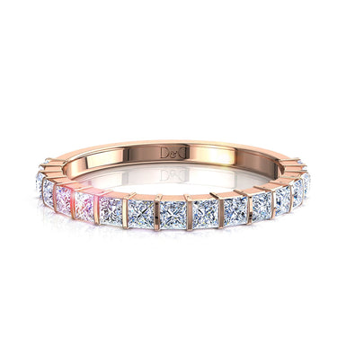 Mezza fede nuziale 15 diamanti principessa 1.00 carati Ariane I / SI / Oro rosa 18 carati
