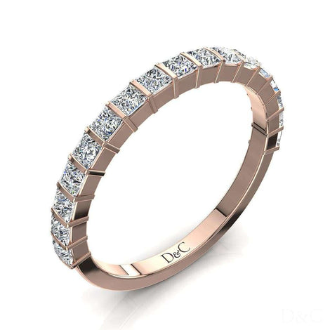 Mezza fede nuziale 15 diamanti principessa Ariane carati 1.00 Mezza fede nuziale principessa Ariane diamanti DCGEMMES