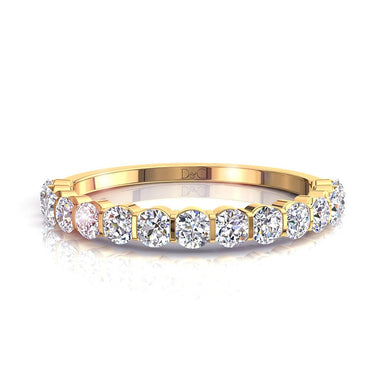 Mezza fede nuziale 15 diamanti tondi 0.60 carati Alicia I / SI / Oro giallo 18 carati