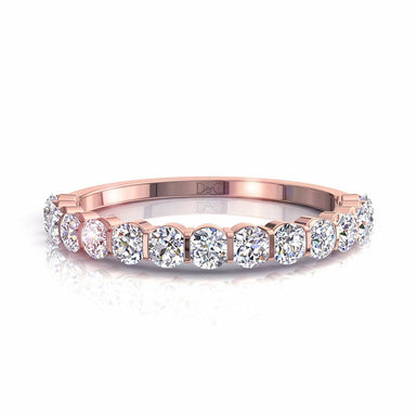 Mezza fede nuziale 15 diamanti tondi 0.60 carati Alicia I / SI / Oro rosa 18 carati