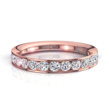 Mezza fede nuziale 15 diamanti tondi 0.60 carati Ashley I / SI / 18 carati oro rosa