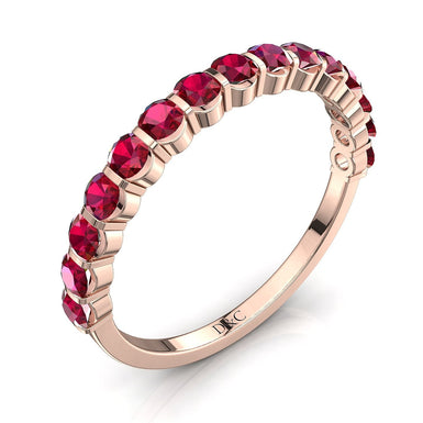 Mezza fede nuziale 15 rubini rotondi 0.60 carati Alicia A / SI / Oro rosa 18 carati