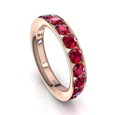 Demi-alliance 15 rubis ronds 0.60 carat Ashley A / SI / Or Rose 18 carats