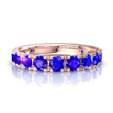 Half wedding band 15 round sapphires 0.50 carat Adelia A / SI / 18 carat Rose Gold