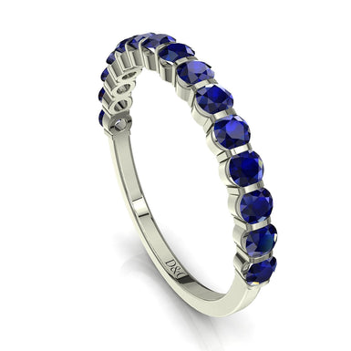 半结婚戒指 15 颗圆形蓝宝石 0.60 克拉 Alicia A / SI / 18 克拉白金