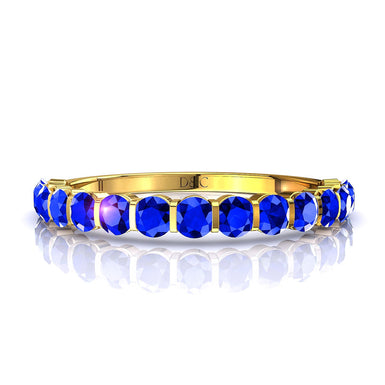 Half wedding ring 15 round sapphires 0.60 carat Alicia A / SI / 18 carat Yellow Gold