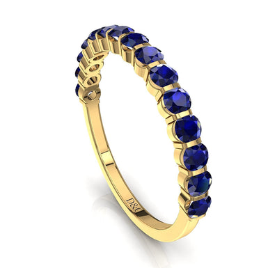 Half wedding ring 15 round sapphires 0.60 carat Alicia A / SI / 18 carat Yellow Gold