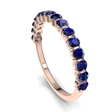 半结婚戒指 15 颗圆形蓝宝石 0.60 克拉 Alicia A / SI / 18 克拉玫瑰金