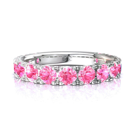 Demi-alliance 15 saphirs roses ronds 3.00 carats Adelia Demi-alliance Adelia saphirs roses ronds DCGEMMES A SI Or Blanc 18 carats