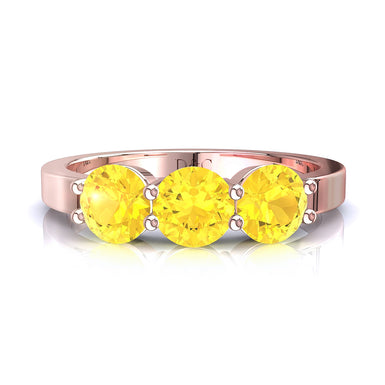 Demi-alliance 3 saphirs jaunes ronds 0.30 carat Adia A / SI / Or Rose 18 carats