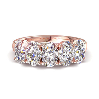 Mezza fede nuziale 5 diamanti ovali 1.50 carati Tamara I / SI / Oro rosa 18 carati