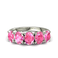 Demi-alliance 5 saphirs roses ovales 2.50 carats Tamara Demi-alliance Tamara 5 saphirs roses ovales DCGEMMES A SI Or Blanc 18 carats