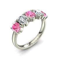 Mezza fede Tamara 5 zaffiri rosa ovali e diamanti ovali carati 2.50 Mezza fede Tamara 5 zaffiri rosa ovali e diamanti ovali DCGEMMES