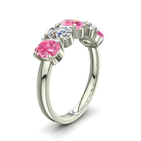 Mezza fede Tamara 5 zaffiri rosa ovali e diamanti ovali carati 2.50 Mezza fede Tamara 5 zaffiri rosa ovali e diamanti ovali DCGEMMES
