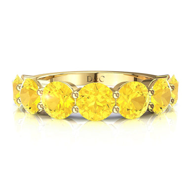 Demi-alliance 7 saphirs jaunes ronds 0.35 carat Adia A / SI / Or Jaune 18 carats