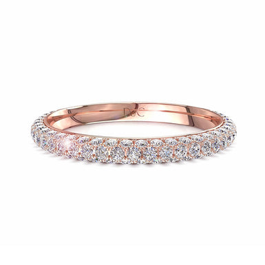 Mezza fede nuziale 75 diamanti tondi 0.75 carati Nina I / SI / Oro rosa 18 carati
