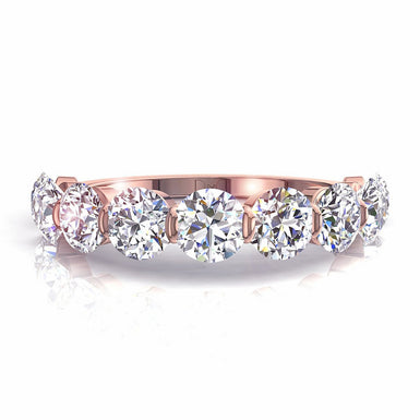 Mezza fede nuziale 9 diamanti tondi 1.60 carati Alicia I / SI / Oro rosa 18 carati