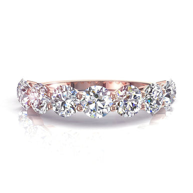 Mezza fede nuziale 9 diamanti tondi 1.60 carati Annaelle I / SI / oro rosa 18 carati