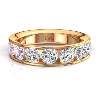 Mezza fede nuziale 9 diamanti tondi 1.80 carati Ashley I / SI / Oro giallo 18 carati