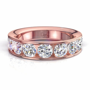 Mezza fede nuziale 9 diamanti tondi 1.80 carati Ashley I / SI / 18 carati oro rosa