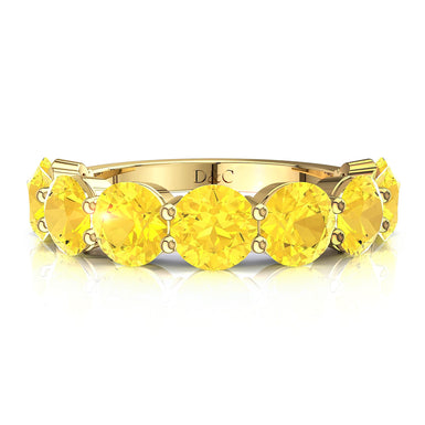 Demi-alliance 9 saphirs jaunes ronds 0.50 carat Adia A / SI / Or Jaune 18 carats
