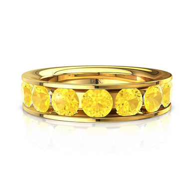 Mezza fede nuziale 9 zaffiri gialli rotondi 1.80 carati Ashley A / SI / Oro giallo 18 carati