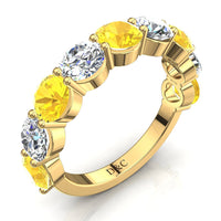 Demi-alliance 9 saphirs jaunes ronds et diamants ronds 0.90 carat Adia Demi-alliance Adia 9 saphirs jaunes ronds et diamants ronds DCGEMMES   