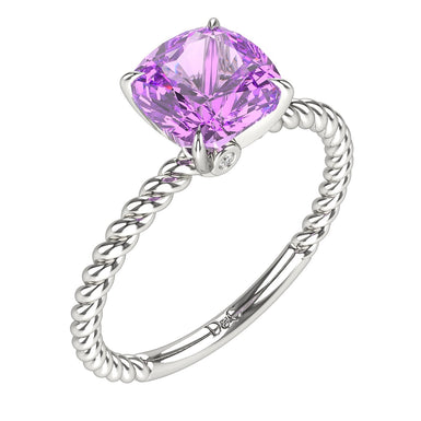 Amanda 1.54 克拉垫形紫水晶订婚戒指
