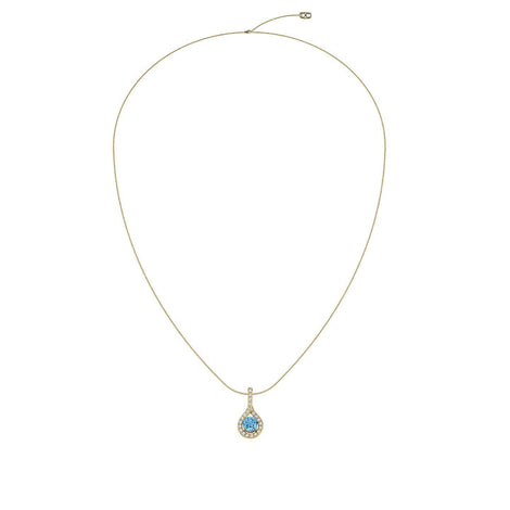 Irma round aquamarine and round diamonds pendant 0.50 carat Irma round aquamarine and round diamonds necklace DCGEMMES