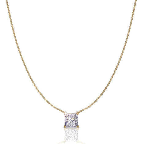 Pendentif diamant princesse 0.40 carat Aura Collier Aura diamant princesse DCGEMMES I SI Or Jaune 18 carats