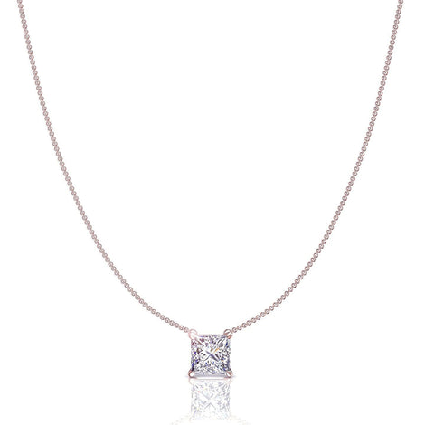 0.70 Carat Aura Princess Diamond Pendant Aura Princess Diamond Necklace DCGEMMES I SI 18K Rose Gold