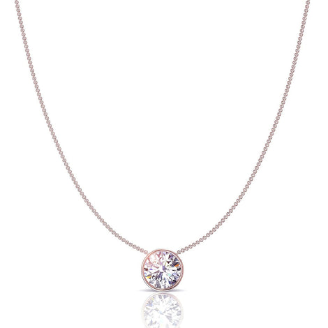 Carline round diamond pendant 0.30 carat Carline round diamond necklace DCGEMMES I SI 18 carat pink gold