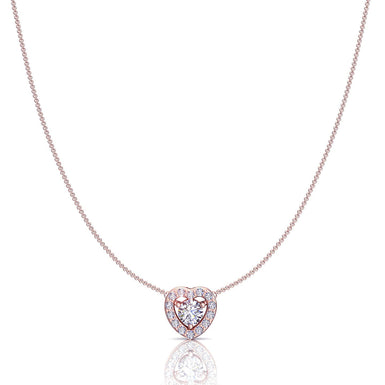 Pendentif diamant rond 0.35 carat Giulia coeur I / SI / Or Rose 18 carats