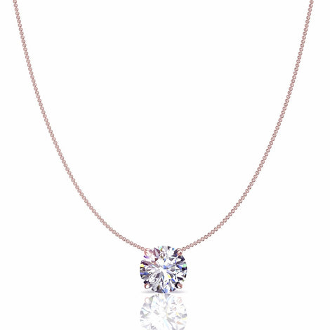 Round diamond pendant 0.40 carat Carillon Round diamond carillon necklace DCGEMMES I SI 18 carat pink gold