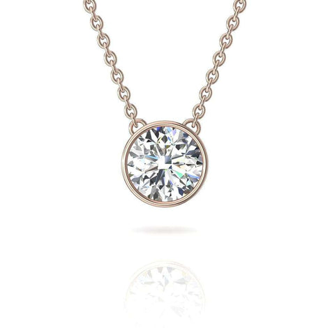 Carline round diamond pendant 0.40 carat Carline round diamond necklace DCGEMMES