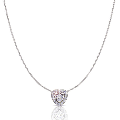 Giulia heart round diamond pendant 0.75 carat Giulia heart round diamond necklace DCGEMMES I SI 18K White Gold