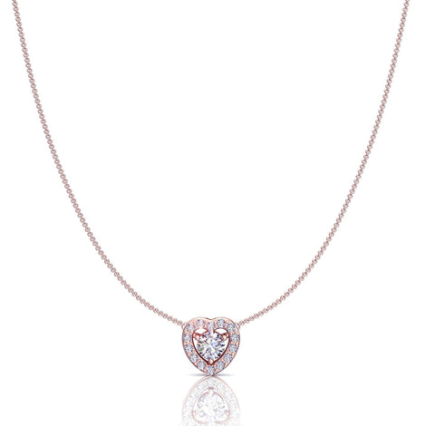 Giulia heart round diamond pendant 0.75 carat Giulia heart round diamond necklace DCGEMMES I SI 18K Rose Gold