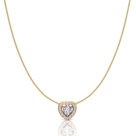 Giulia heart round diamond pendant 0.95 carat Giulia heart round diamond necklace DCGEMMES I SI 18K Yellow Gold